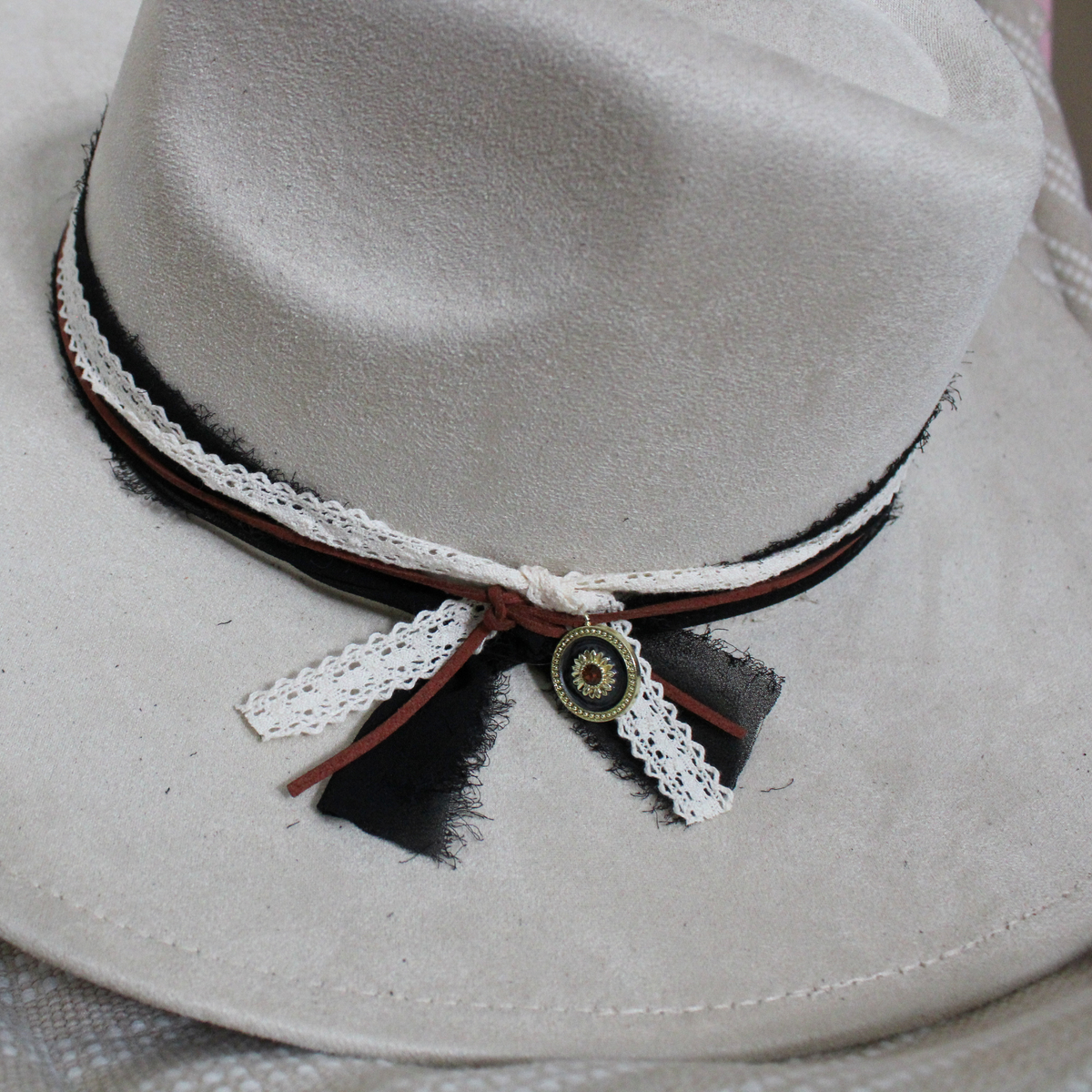 Midnight Sunflower DIY Hat Band Kit | Black, Cream & Brown Western Hat Band