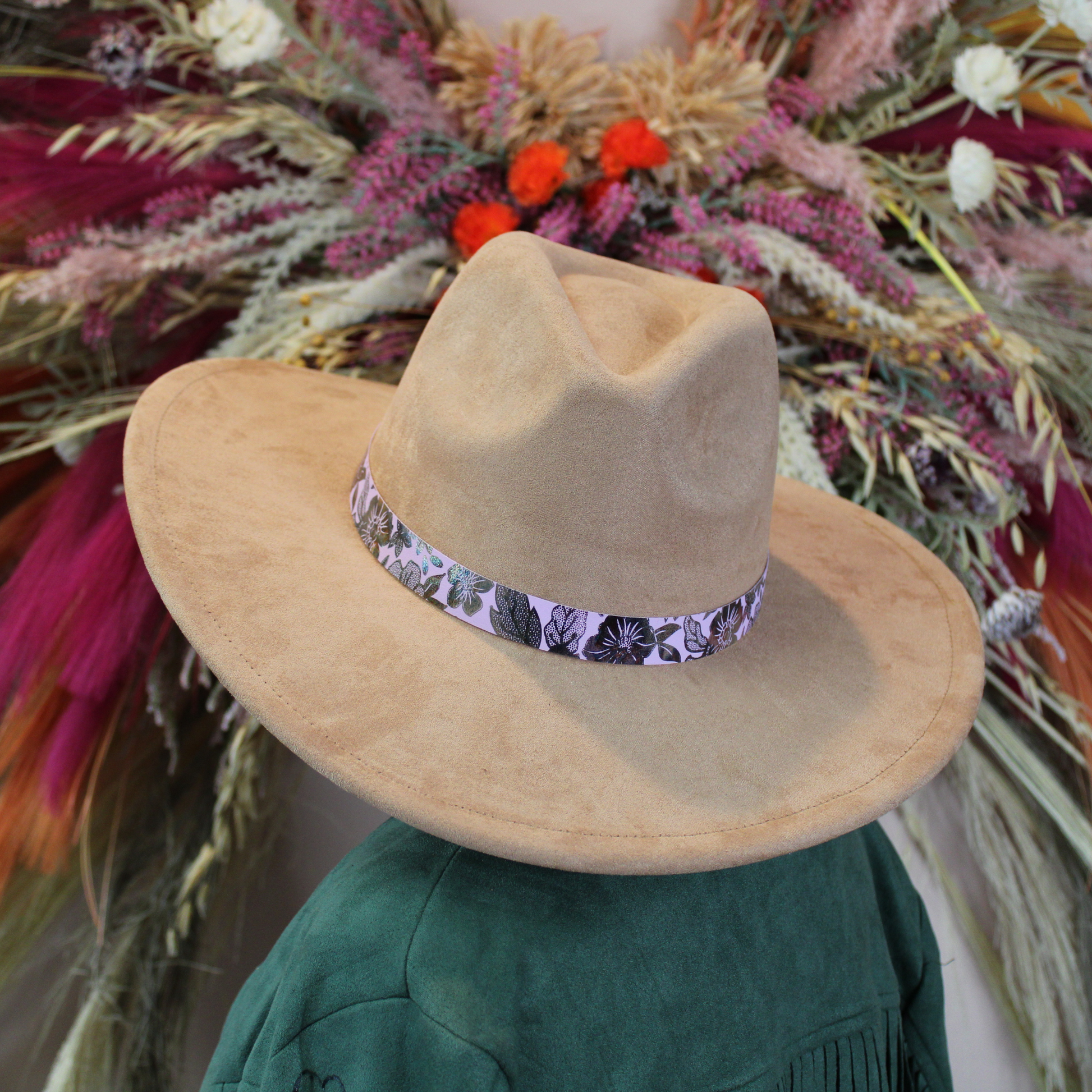 pink metallic floral handmade hat band