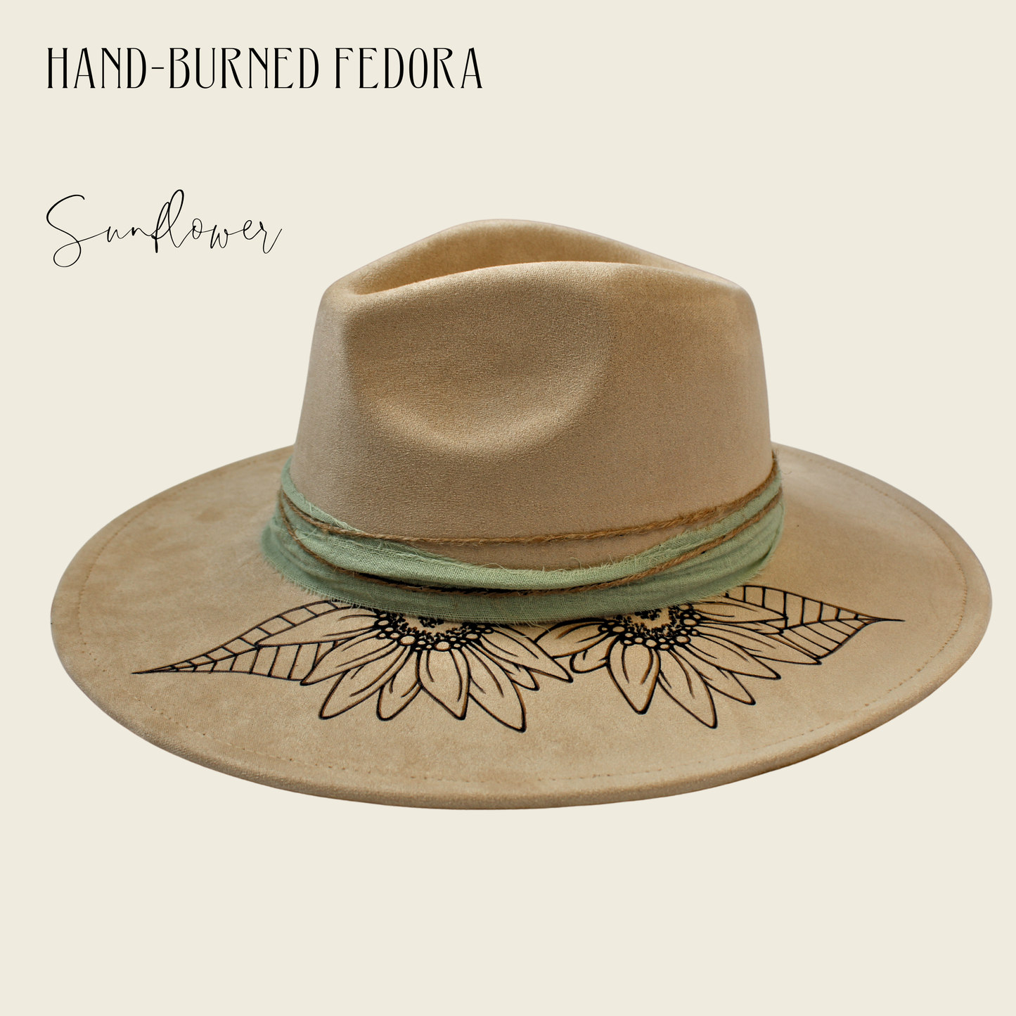 Sunflower Hand-Burned Fedora