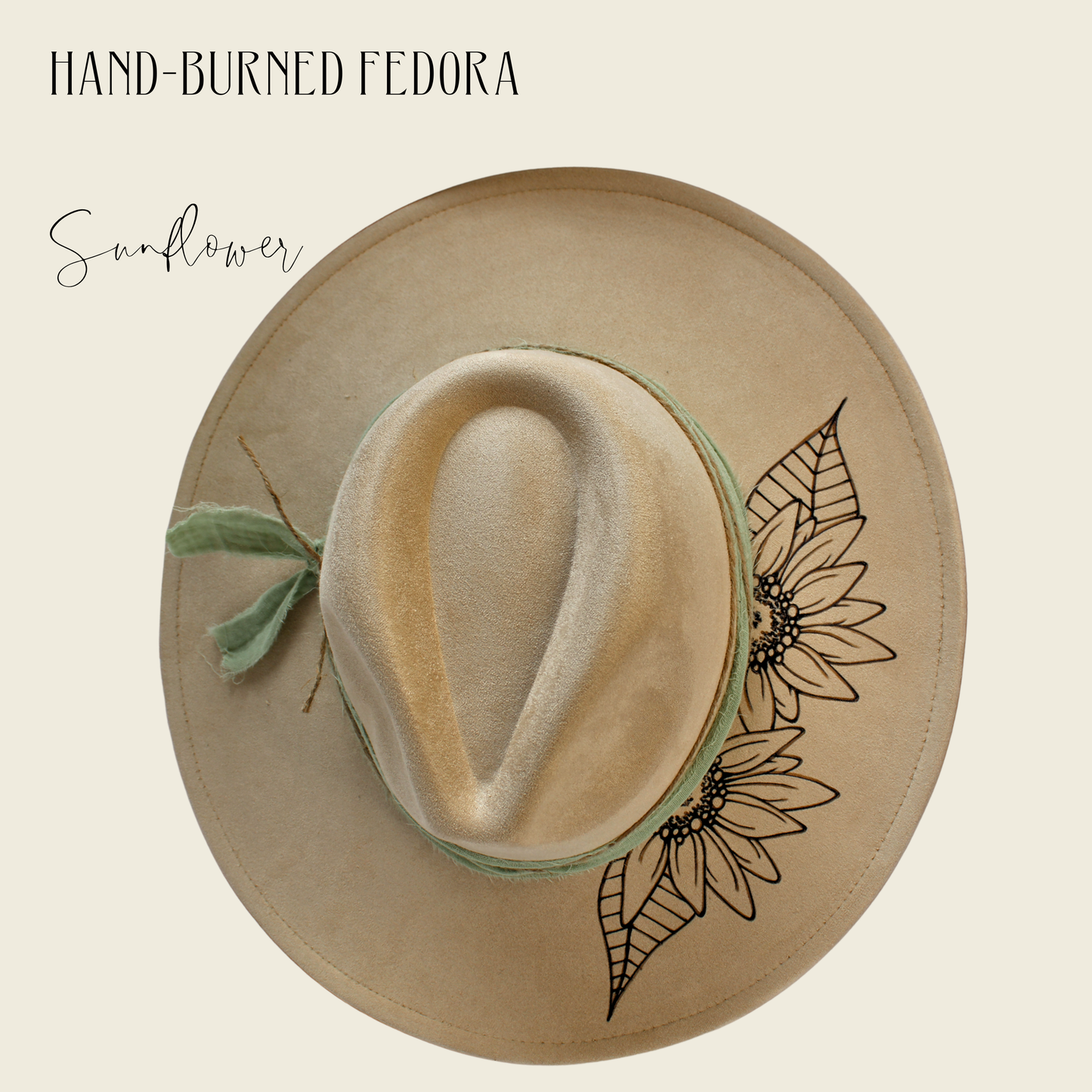 Sunflower Hand-Burned Fedora