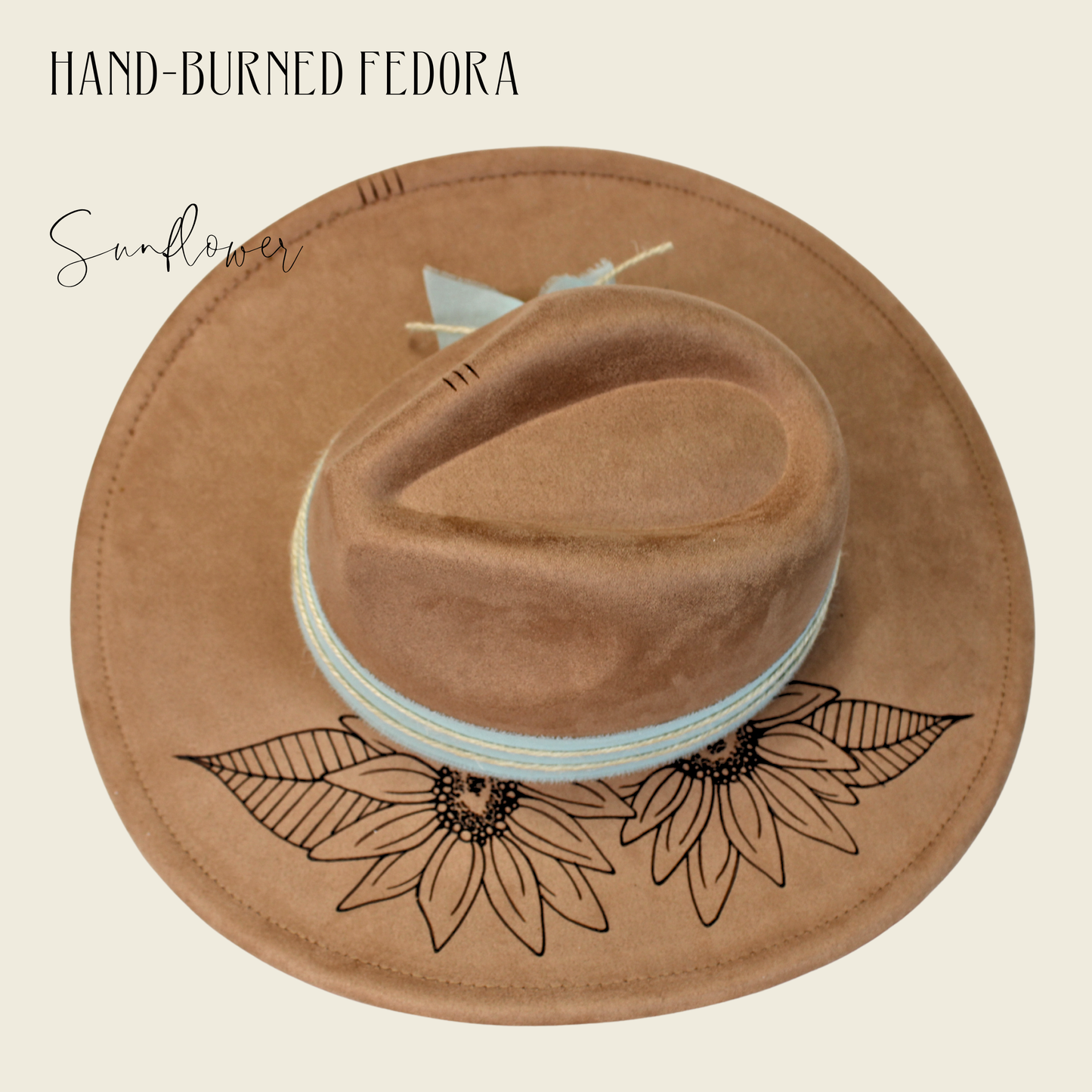 Sunflower Hand-Burned Fedora