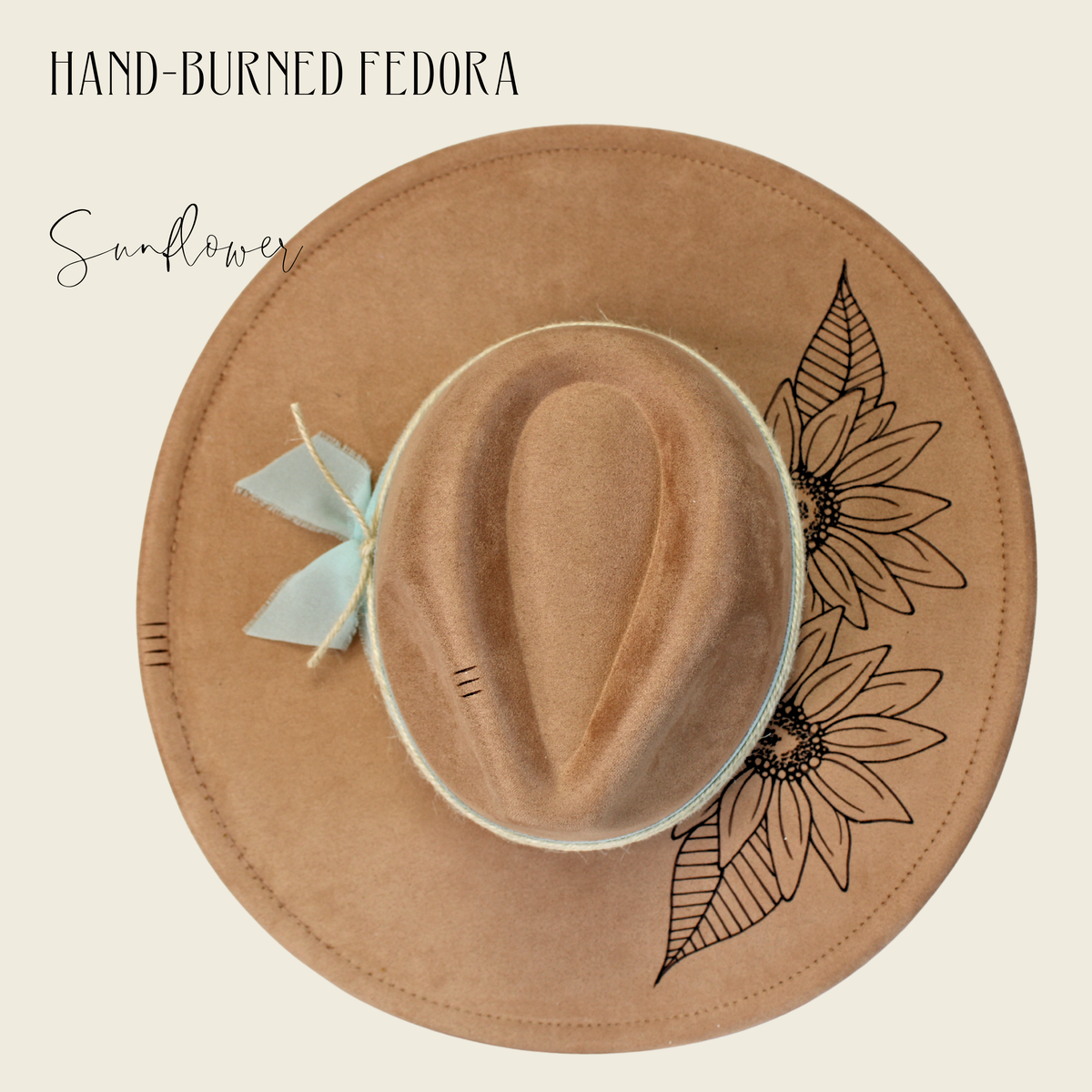 Beautiful hand burned fedora hat Botanica Hand-Burned Fedora – Wildflowers and Barley main image 2