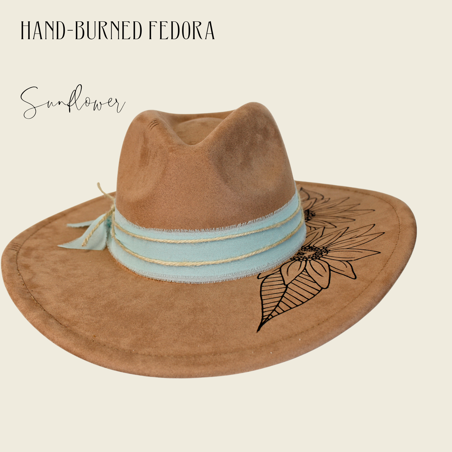 Sunflower Hand-Burned Fedora